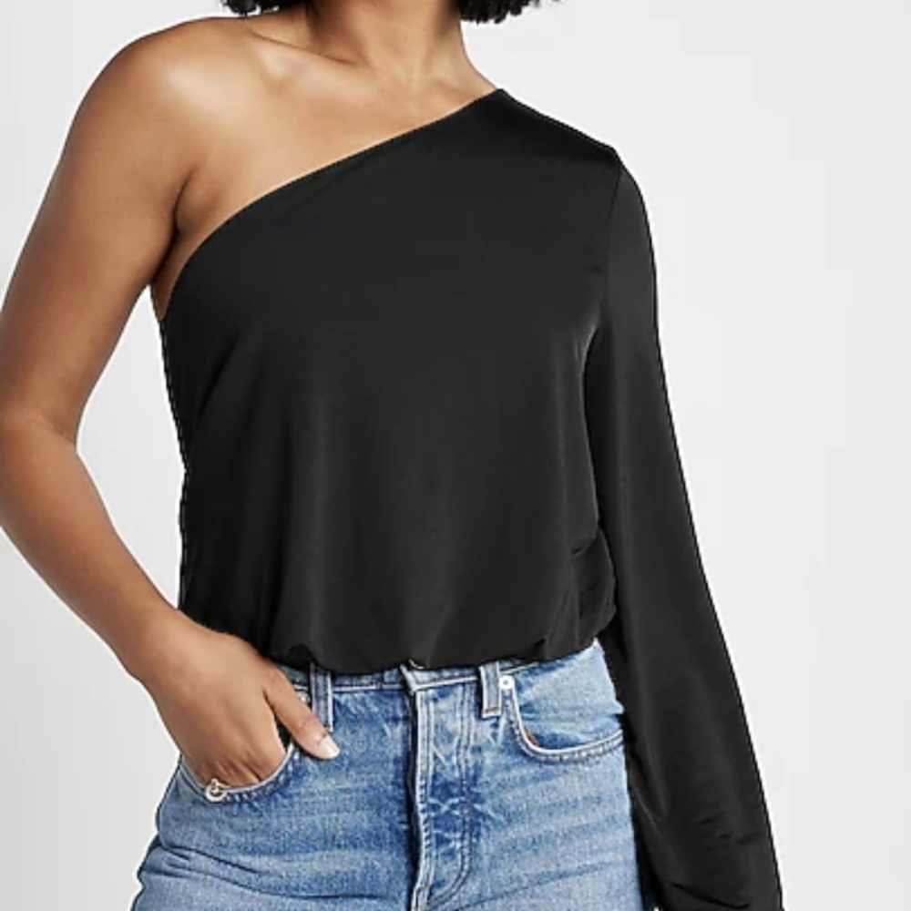 Express Black One-Shoulder Bodysuit